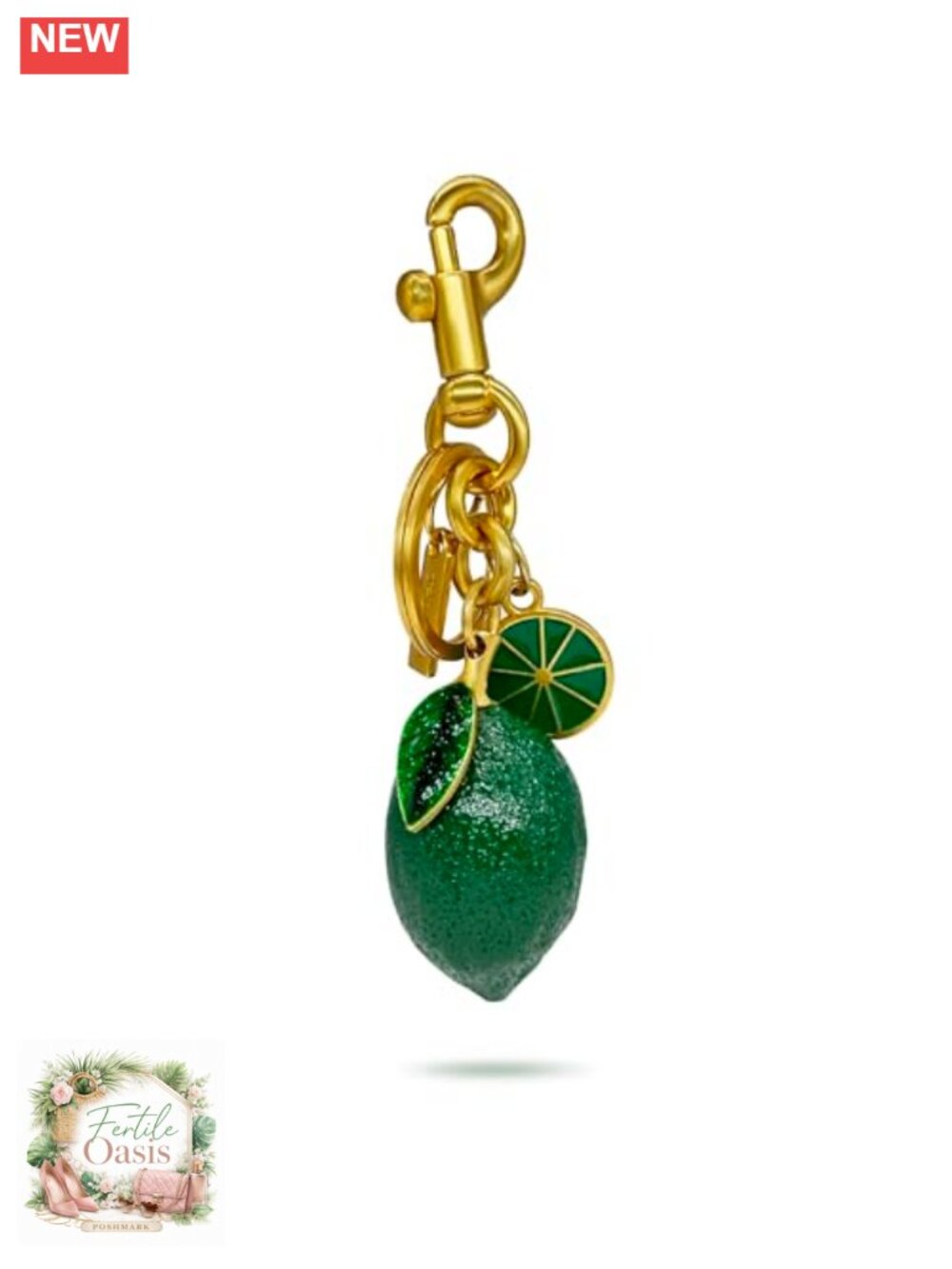 Gold Lemon Bag Charm Keychain Handbag Purse Accessory Fruit Decor